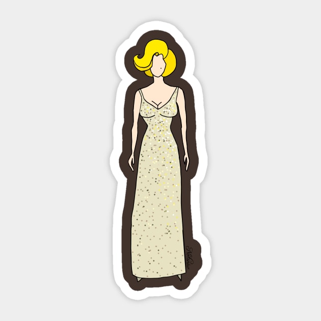 Glitter Gold Sequin Dress Sticker by notsniwart